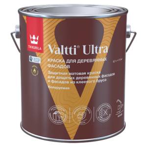 Краска для деревянных фасадов Tikkivala Valtti Ultra матовая база A 2.7 л