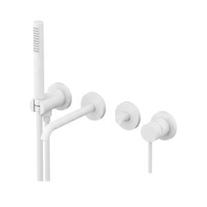 Смеситель для ванны Gattoni Circle two 9105/91BO Bianco Opaco встраиваемый, с душевым гарнитуром