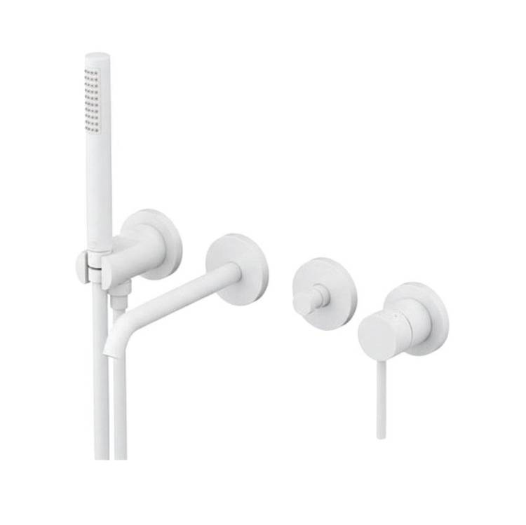 Смеситель для ванны Gattoni Circle two 9105/91BO Bianco Opaco встраиваемый, с душевым гарнитуром