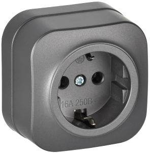 Розетка 1-местная с заземлением IEK Glory ERH11-K46M-16 сталь матовый