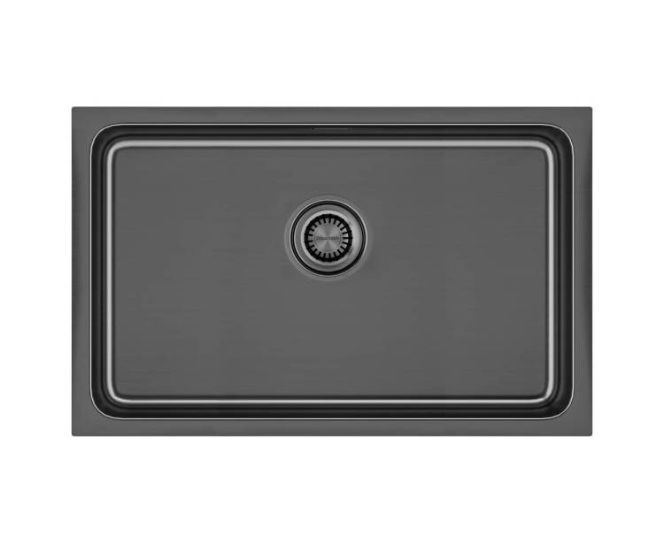 Мойка кухонная Paulmark Vista PM307444-GM 74x44 вороненая сталь