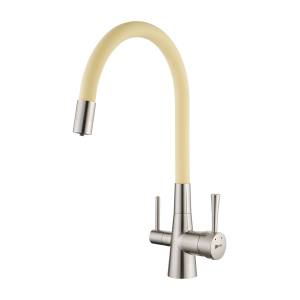 Смеситель для кухни Lemark Comfort LM3075BN-Beige с подключением к фильтру с питьевой водой Никель/Бежевый