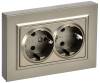 Розетка 2-местная с заземлением и шторками IEK Brite BR-R28-16-K37-F шампань