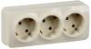 Розетка 3-местная с заземлением IEK Glory ERH31-K33-16 кремовый