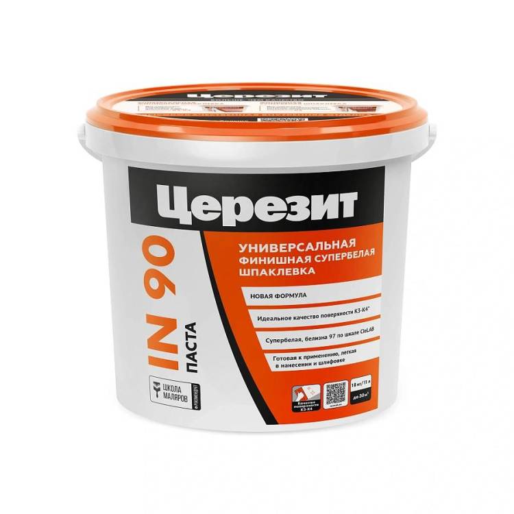 Шпаклевка финишная готовая всесезонная Ceresit IN 90 Pasta супербелая 18 кг