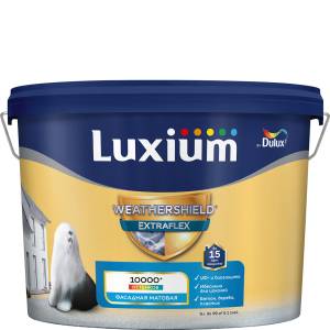 Краска для фасадов и цоколей акриловая Luxium Weathershield Extraflex матовая база BC 9 л