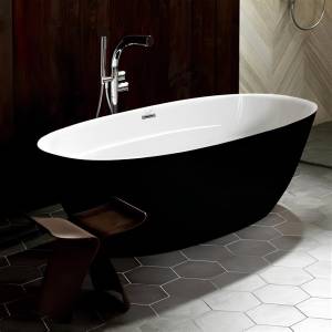 Акриловая ванна Cerutti Spa Greta CT10878 черная снаружи, белая внутри, 170x80