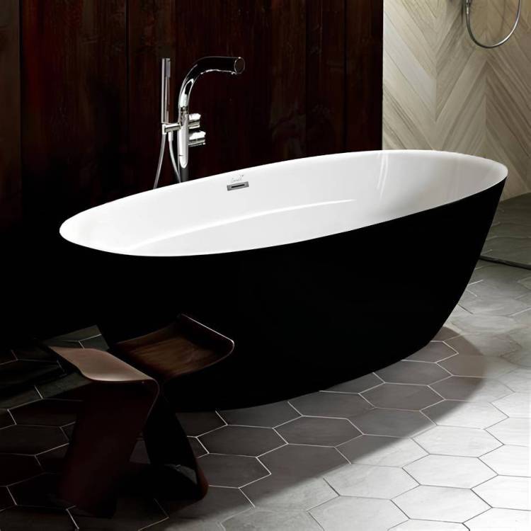Акриловая ванна Cerutti Spa Greta CT10878 черная снаружи, белая внутри, 170x80