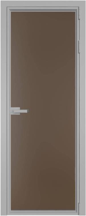 Межкомнатная дверь Profil Doors 1 AV цвет профиля Серебро, стекло безопасное 6 мм монохром гляссе 800x2000
