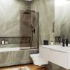 Шторка на ванну MaybahGlass MGV-250-6у стекло бронза, профиль черный, 1400x300