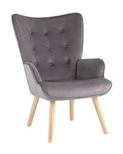 Кресло Stool Group Хью QH-8901K HLR-20 серый, велюр