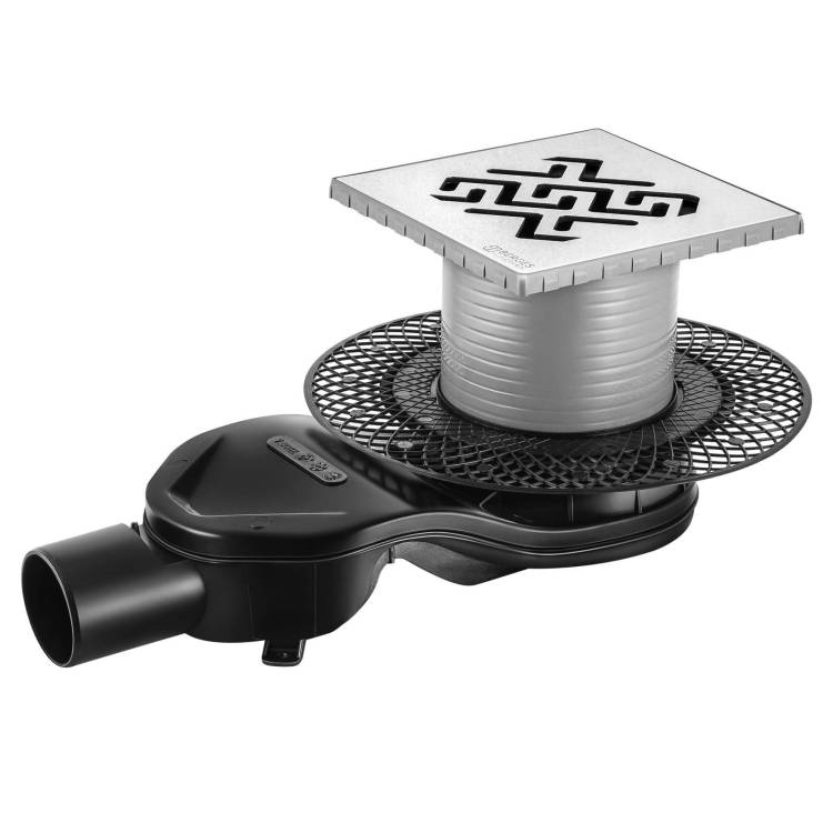 Душевой трап Berges Wasserhaus Platz Antik 90161 150х150, матовый хром