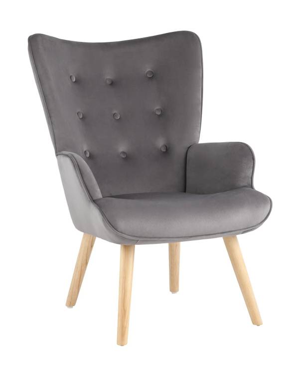 Кресло Stool Group Хью QH-8901K HLR-20 серый, велюр