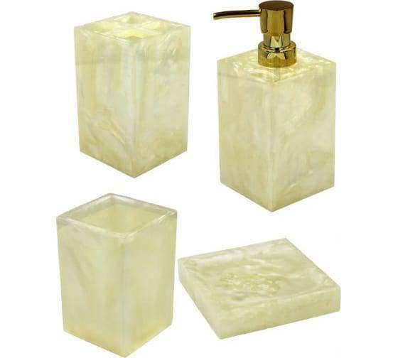 Набор аксессуаров для ванны Bath Plus Pearl 3W-PRBS-17012-A-SET4 желтый