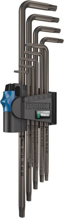 Набор Г-образных ключей WERA 967/9 XL TORX HF 1 с фиксацией, удлиненные, 9 пр., TX 8/9/10/15/20/25/27/30/40