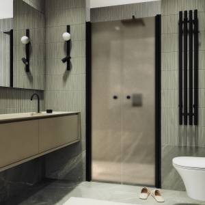 Душевая дверь в нишу MaybahGlass MGD-433-6 профиль черный, стекло бронза матовая, 1980x800