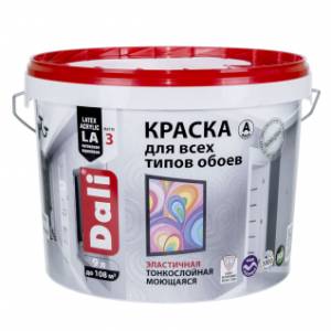 Краска для обоев акриловая износостойкая Dali глубокоматовая база А 5 л