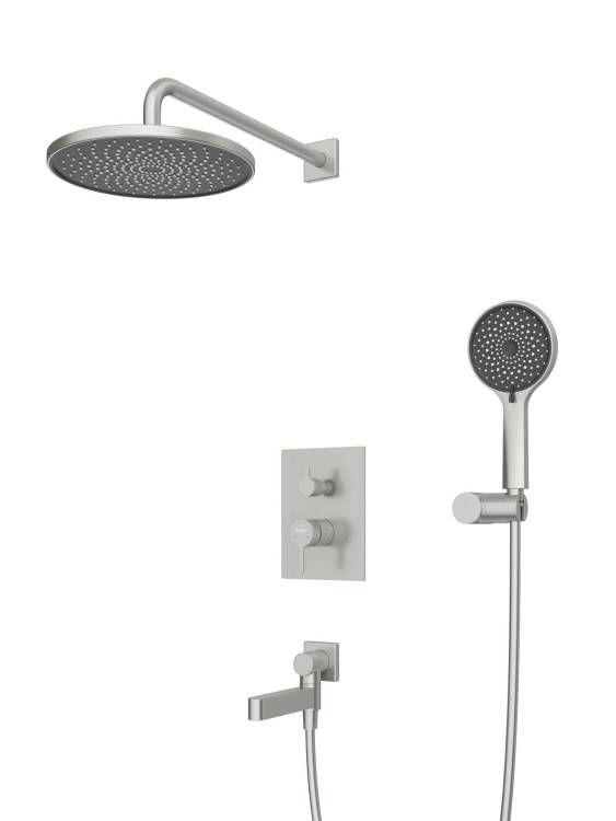 Душевой комплект BelBagno Delta DEL2.0-VDSET-IN встраиваемый, с тропическим душем и поворотным изливом, сатин