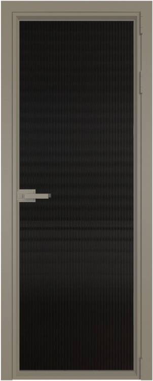 Межкомнатная дверь Profil Doors 1 AV цвет профиля Никель матовый, стекло безопасное 6 мм мору черный 700x2000