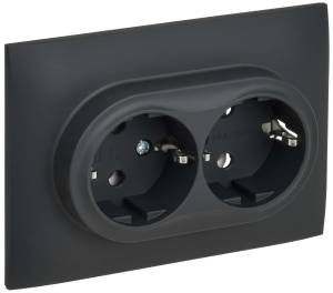 Розетка 2-местная с заземлением IEK Skandy SK-R21-16-K53-F графит
