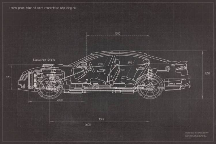 3D Фотообои Artegrafico «Авто чертеж на темном» PD-007 канвас