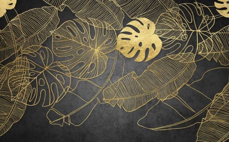 3D Фотообои Artegrafico «Монстеры в золоте» AM-023 песок