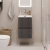 Тумба под раковину BelBagno UNO-MINI-400-2C-SO-GSO подвесная, матовая темно-серая фото 6