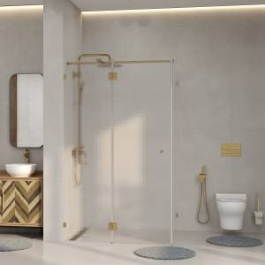 Душевой уголок Wasserkraft Ems 76H10R-TXG профиль глянцевое золото, стекло текстурное, 120x100x200