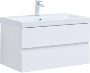 Тумба с раковиной Aquanet Беркли 80 белый глянец 302351 + S-UM-MOD80/1 (распродажа)