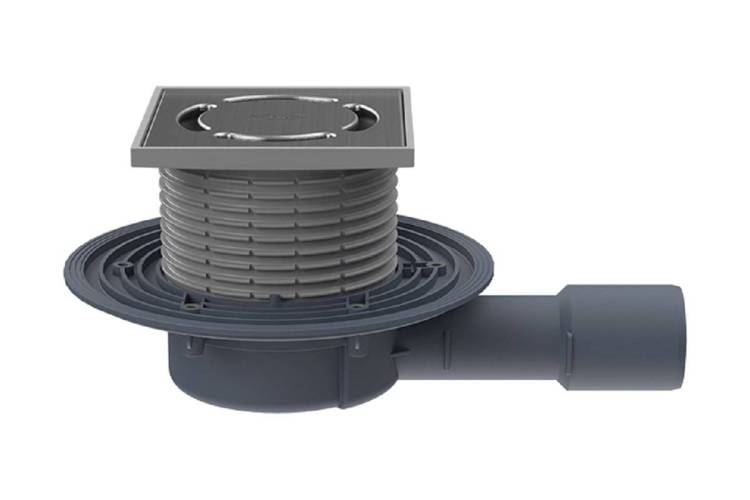 Душевой трап HL HL90Prblue 115х115 с "сухим" сифоном Primus blue, с горизонтальным выпуском