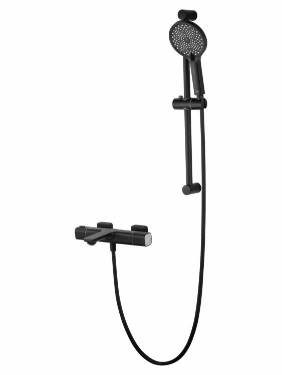 Смеситель для ванны Wonzon & Woghand WW-C2011-A-MB с душем и термостатом, черный матовый