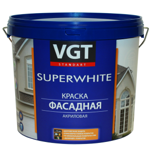 VGT SUPERWHITE ВД-АК-1180 КРАСКА ФАСАДНАЯ акриловая, только под колеровку, матовая, база С (13кг)