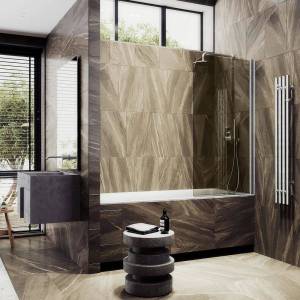 Шторка на ванну MaybahGlass MGV-639-5 профиль хром матовый, стекло бронза, 90x140