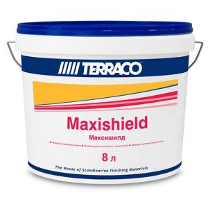 Краска на акриловой основе для внутренних и наружных работ Terraco Maxishield белая 8 л
