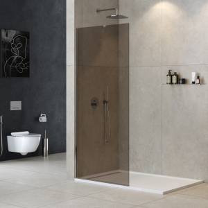 Душевая перегородка Cezares LIBERTA-L-1-TB-90-BR-Cr профиль хром, стекло бронза, 90x195