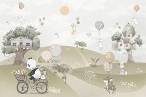 3D Фотообои Artegrafico «Животные на прогулке» NKID-017 песок