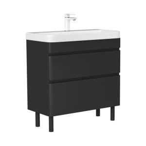 Тумба с раковиной Equil Eltoro 80 напольная, черный софт