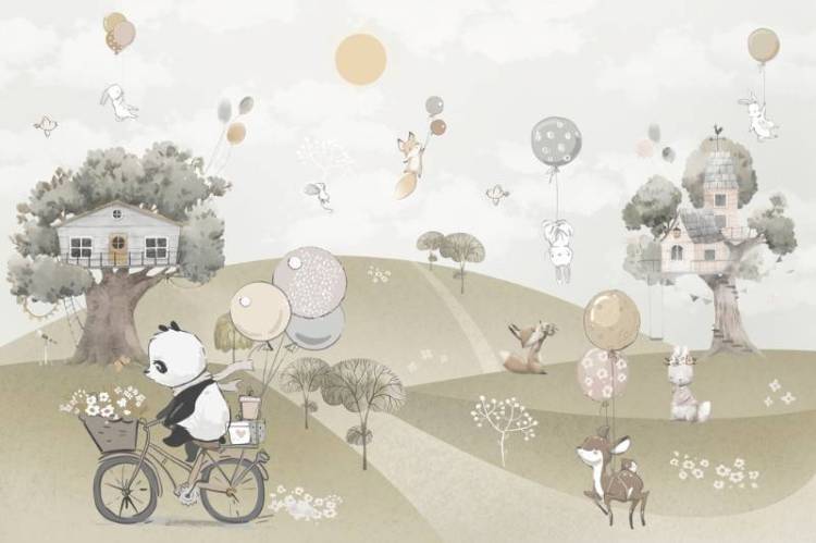 3D Фотообои Artegrafico «Животные на прогулке» NKID-017 песок