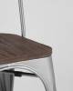 Набор из 6 стульев Stool Group Tolix YD-H440B-W YG-15 X6 серебристый матовый, темное дерево фото 9