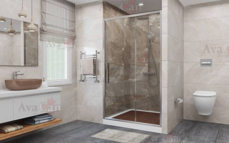 Душевая дверь в нишу AvaCan FC160 профиль хром, стекло прозрачное, 180x195