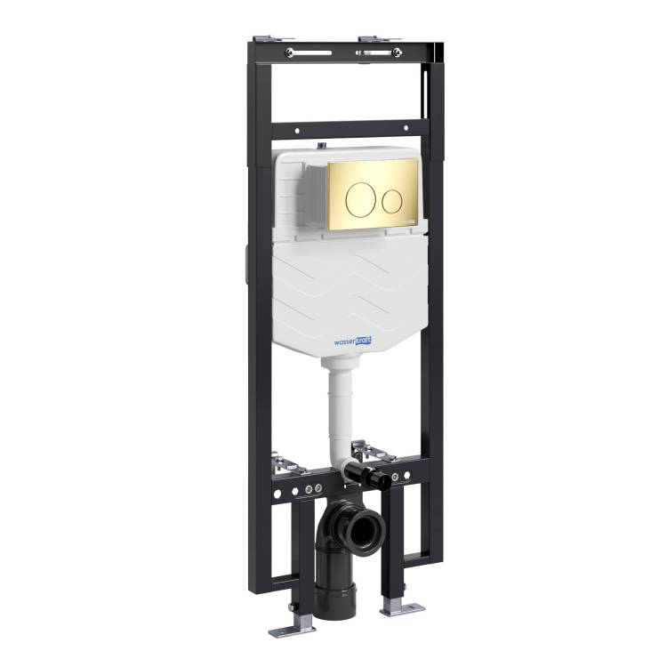 Система инсталляции для унитазов Wasserkraft Dinkel 58TLT.010.ME.PG02 клавиша золото глянцевое