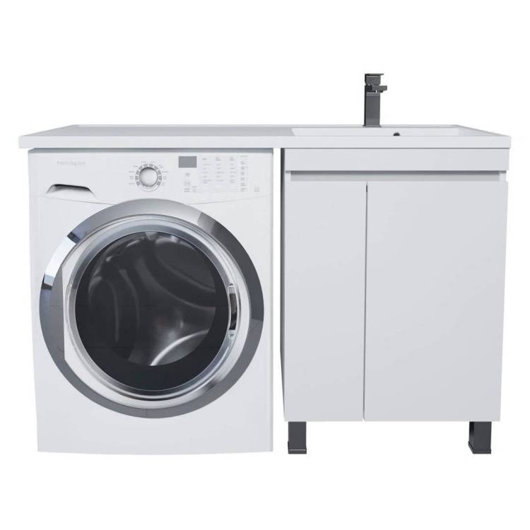 Тумба под раковину Uperwood Magenta 5930205156 под стиральную машину, напольная, с дверцами, белая, 60 см