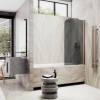 Шторка на ванну MaybahGlass MGV-604-2 поворотная, на монопетле, стекло графит матовый, профиль бронза, 1400x400 фото 3