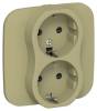 Розетка 2-местная с заземлением и шторками IEK Flite FI-R24A-16-K26 оливковый