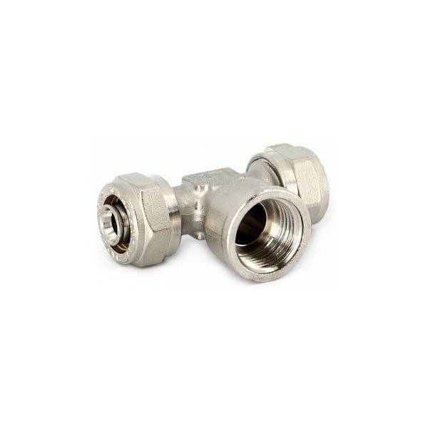 Тройник UNI-FITT обжим-В-обжим 16 х 1/2 x 16, никелированный