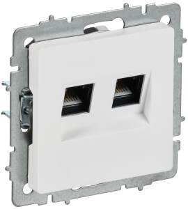 Розетка компьютерная RJ45 2-местная IEK Brite BR-K20-2-K91 арктический белый