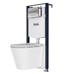 Унитаз с инсталляцией Iddis Calipso Q CAQPO1GCi73 безободковый, сиденье микролифт, клавиша хром