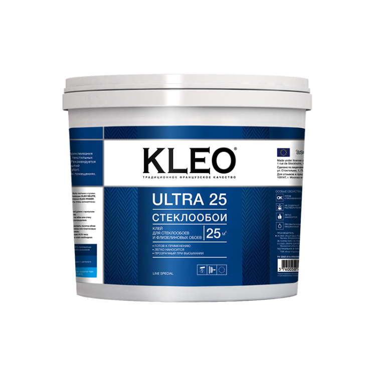 Клей для стеклообоев и флизелиновых обоев Kleo Ultra 25 готовый 5 кг