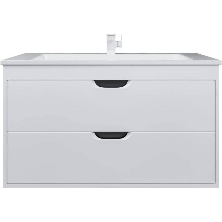 Тумба с раковиной Uperwood Modul 393020562 подвесная, матовая, белая, графит, 100 см