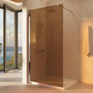 Душевая перегородка Vincea Walk in VSW-1H100GS профиль хром, стекло янтарь, 100x200